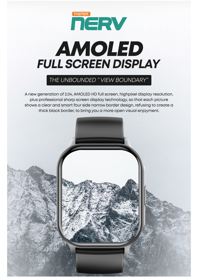 Faster - Smart Watch Pro - 2.04" AMOLED Always-On Display, Bluetooth Calling, Fitness Tracking, Sports Modes, Heart Rate & Sleep Monitoring, IP68 Waterproof, 260mAh Battery, Android & iOS Compatible - Image 1