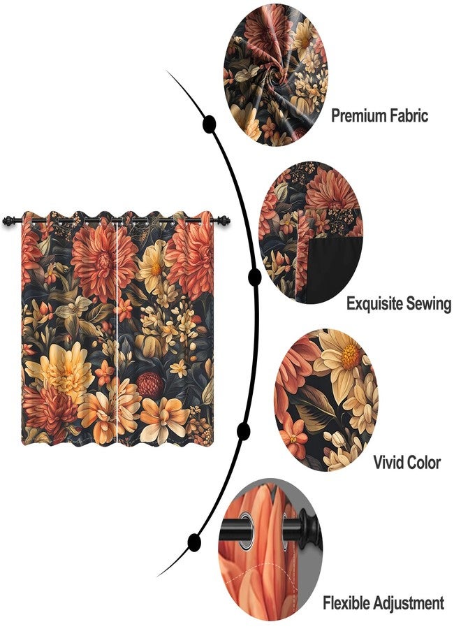 Umpoo Vintage Floral Window Curtains Retro Chrysanthemum Flower Colorful Boho Style Exotic Blackout Curtain for Modern Elegant Living Room Bedroom Decor Window Treatment Curtain 2 Panel, 42x63 Inch - Image 3