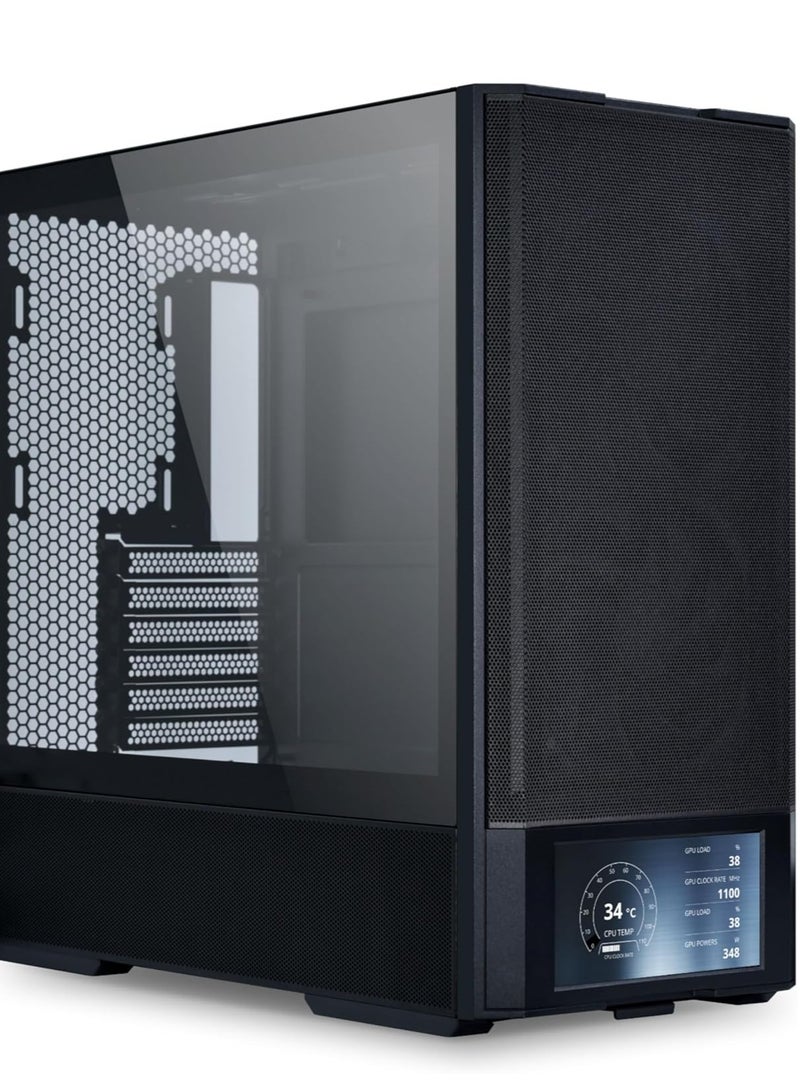 ليان لي صندوق كمبيوتر ايه تي اكس رقمي 207 من لانكول مع شاشة LCD مدمجة، لوحة شبكية مركزية مع 2 مراوح بي دبليو ام 140 × 40 × 30 ملم، مراوح 2 × 140 ملم مثبتة مسبقا، وحدة امداد طاقة جانبية او خلفية - Image 3