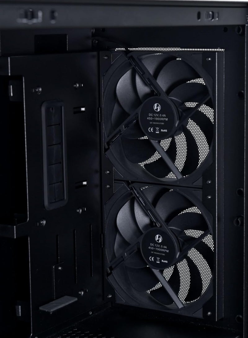 ليان لي صندوق كمبيوتر ايه تي اكس رقمي 207 من لانكول مع شاشة LCD مدمجة، لوحة شبكية مركزية مع 2 مراوح بي دبليو ام 140 × 40 × 30 ملم، مراوح 2 × 140 ملم مثبتة مسبقا، وحدة امداد طاقة جانبية او خلفية - Image 5