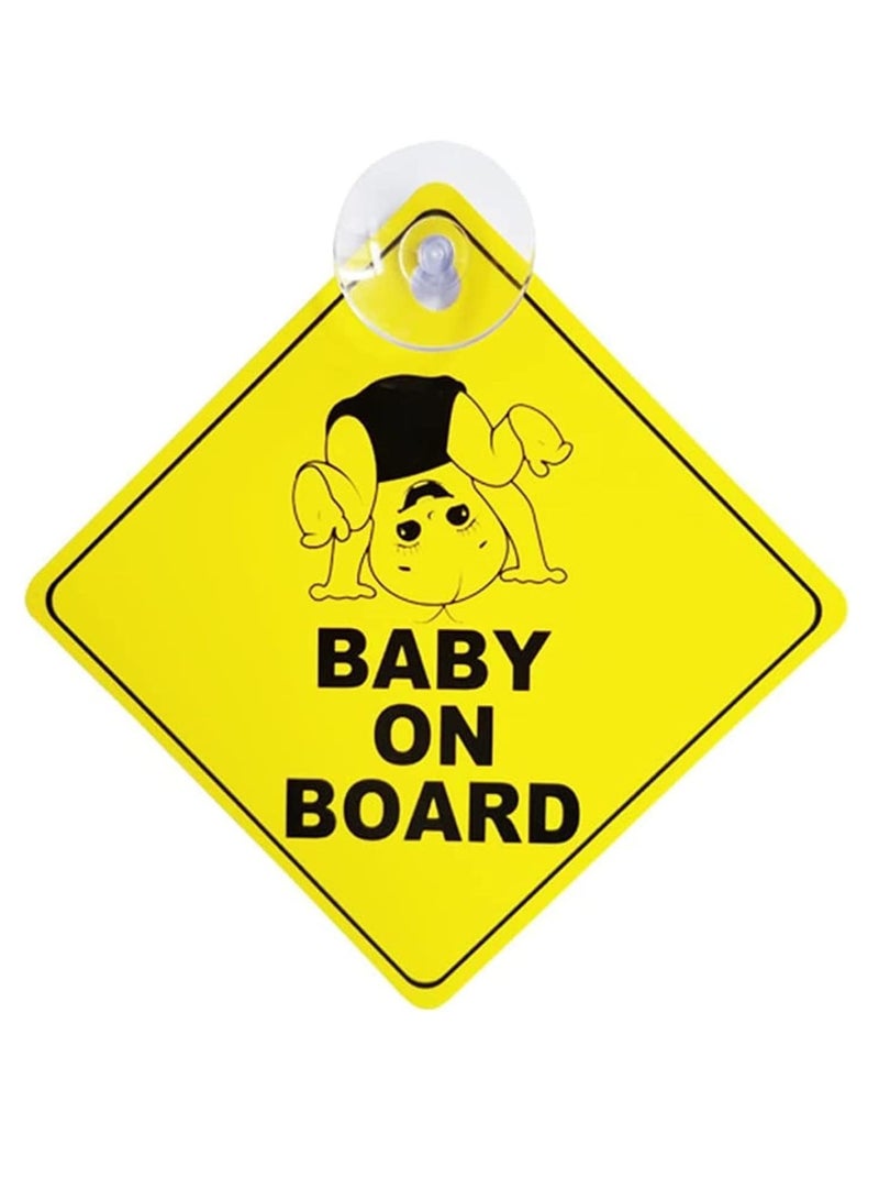 Rubik علامة "طفل على متن السيارة"، علامة تحذير للسائق للحفاظ على مسافة آمنة مع تصميم طفل سعيد مع 1 كوب شفط، رمز تحذير للسلامة لزجاج السيارة الخلفي، (12.5 × 12.5 سم)