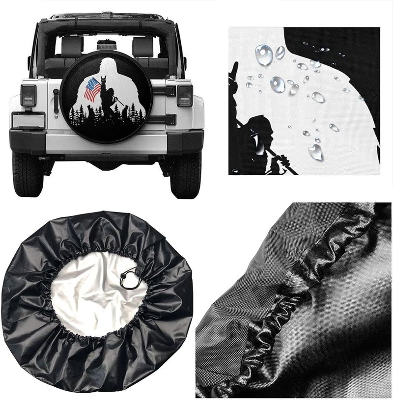 cozipink American Flag Camping Spare Tire Cover Wheel Protectors Weatherproof Wheel Covers Universal Fit for Trailer Rv SUV Truck Camper Travel Trailers Accessories 14" 15" 16" 17" - Image 2