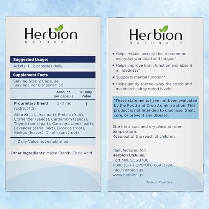 HERBION Naturals Memory Support Capsules, Helps Improve Brain Function & Absent Mindedness, Maintains Healthy Mood Levels with Ginkgo Biloba, for Adults, 60 Count, Pack of 1 - Image 2