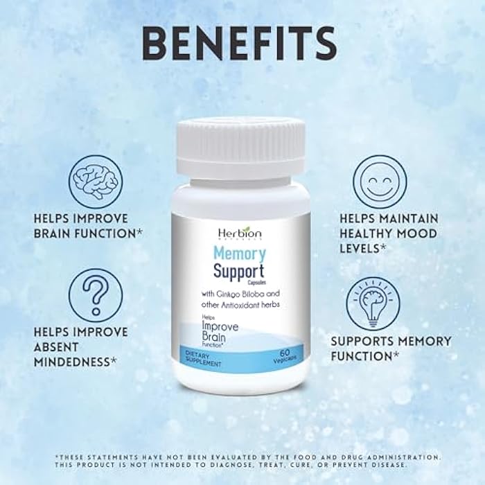 HERBION Naturals Memory Support Capsules, Helps Improve Brain Function & Absent Mindedness, Maintains Healthy Mood Levels with Ginkgo Biloba, for Adults, 60 Count, Pack of 1 - Image 4