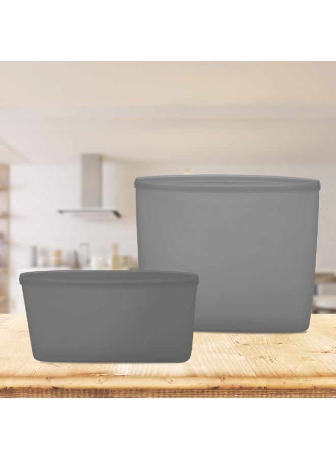 NIBEMINENT 2-Piece Reusable Food Storage Container Set Grey 17 x 4 15centimeter  - Image 3