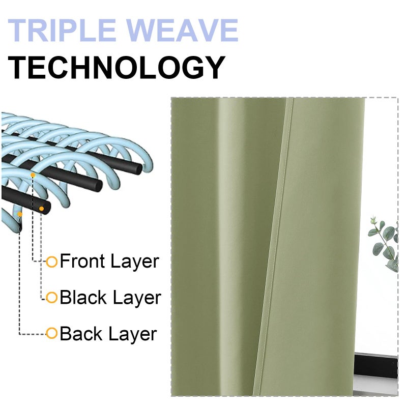 Simplebrand Ava Sage Green Blackout Curtains for Bedroom, 78 Inch Length, 2 Panels Set, Privacy Thermal Insulated Rod Pocket Window Curtains for Patio, French Door, W40 x L78 Inch - Image 5