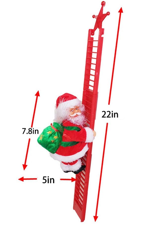 Electric Climbing Santa Claus Christmas Decoration Electric Climbing Up and Down Ladder Santa Claus with with Music Funny Singing Christmas Tree Decorations Christmas Gift for Kids (A)
