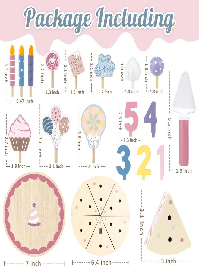 Airlab Wooden Birthday Party Cake Play Food Sets for Toddler 2 3 4 5 Year Old Girls Boys Kids Kitchen Accessories Pretend Play Toy Gift Educational Toys - Image 2