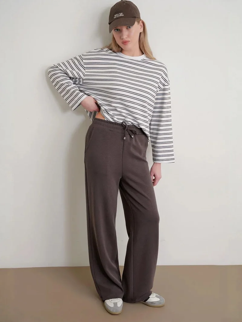 ميكسراي MIXRAY High Waist Pull On Straight Leg Pants with Pockets