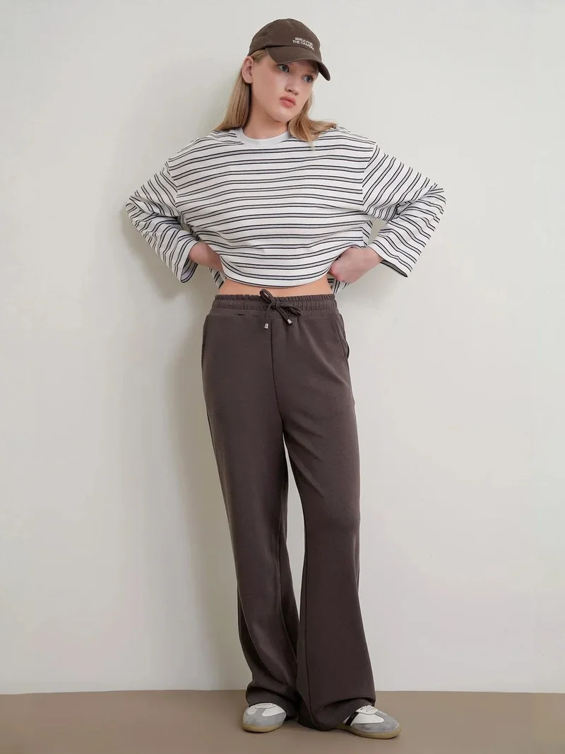 ميكسراي MIXRAY High Waist Pull On Straight Leg Pants with Pockets