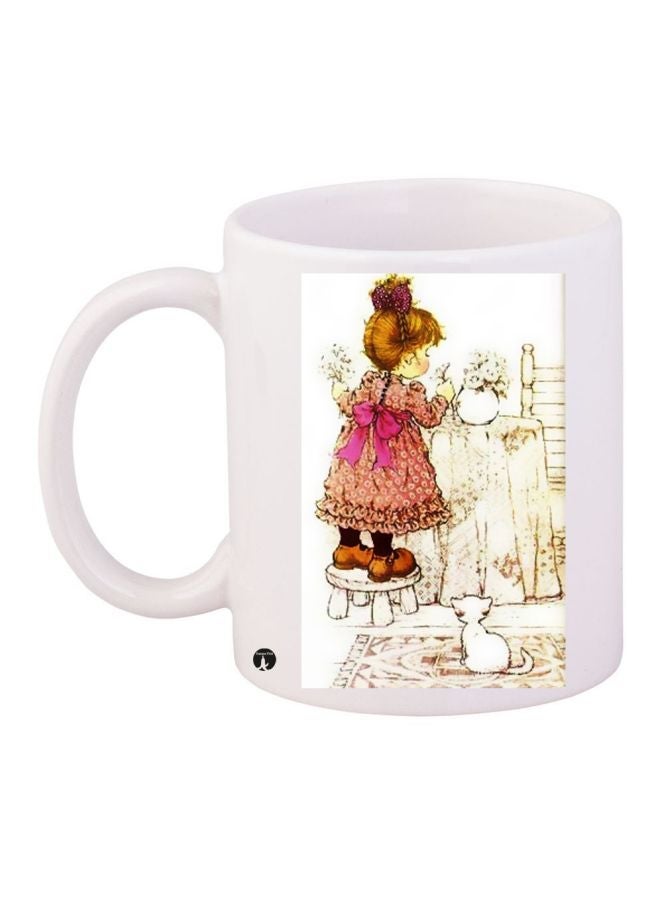 RYN Printed Coffee Mug White/Pink/Brown 11ounce