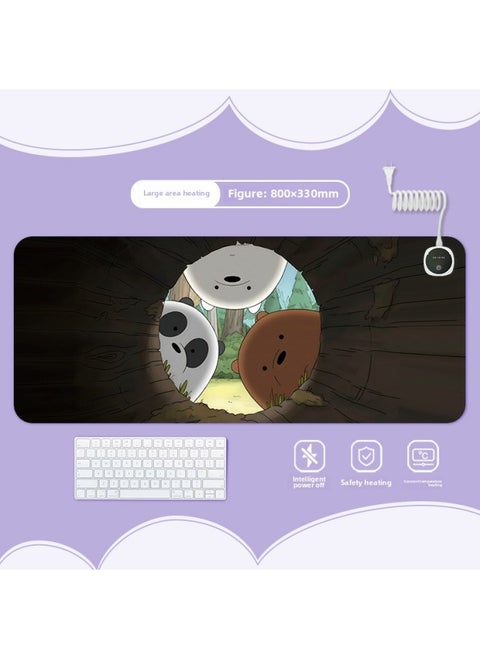 Let's Naked Bear Heating Pad Warm Desk Pad Office Computer Desktop Heating Mouse Pad-Color:800x330mm-Pattern:Jr-we Bare Bears 112