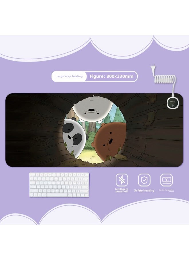 Let's Naked Bear Heating Pad Warm Desk Pad Office Computer Desktop Heating Mouse Pad-Color:800x330mm-Pattern:Jr-we Bare Bears 112