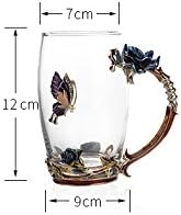 Bestbling Creative Handmade Enamel Home Decration Enamel Flower Crystal Glass Coffee Tea Water Cup 37CL Rose Blue - Image 5