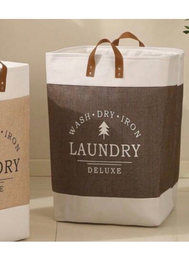 Laundry Basket with Leather Handles, Foldable Storage Bag for Clothes and Linen, Thick, Lightweight - Image 5