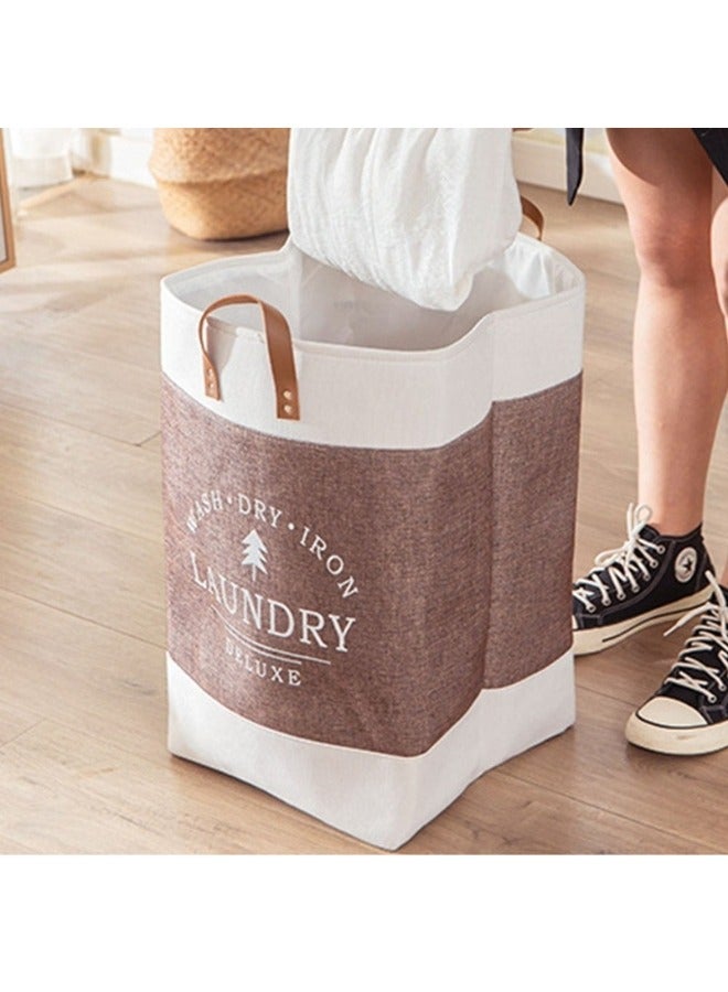 Laundry Basket with Leather Handles, Foldable Storage Bag for Clothes and Linen, Thick, Lightweight - Image 3