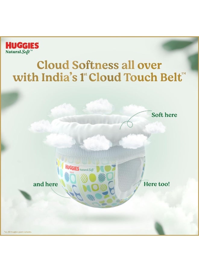 Huggies Natural Soft Premium Baby Diaper Pants, Our No.1 Soft Pants, Medium (M) Size (7-12 Kgs), Monthly Pack of 120 diapers | Cloud Softness All over with India's 1st Cloud Touch BeltTM (60 Count, Pack of 2) - Image 4
