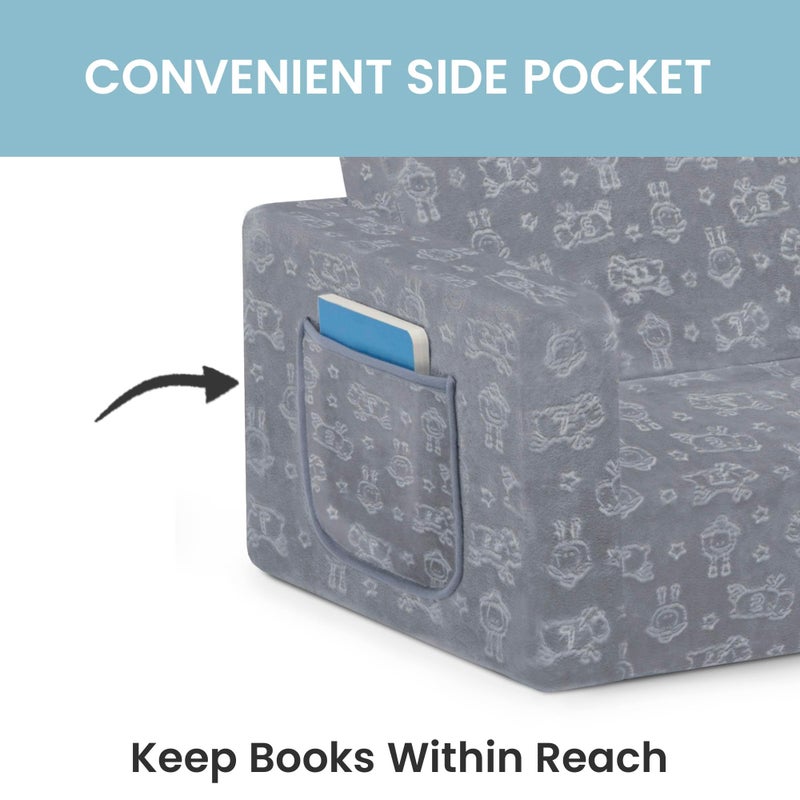 Delta CHILDREN Serta Perfect Sleeper Extra Wide Convertible Sofa to Lounger - Comfy 2-in-1 Flip Open Couch/Sleeper for Kids, Grey - Image 5