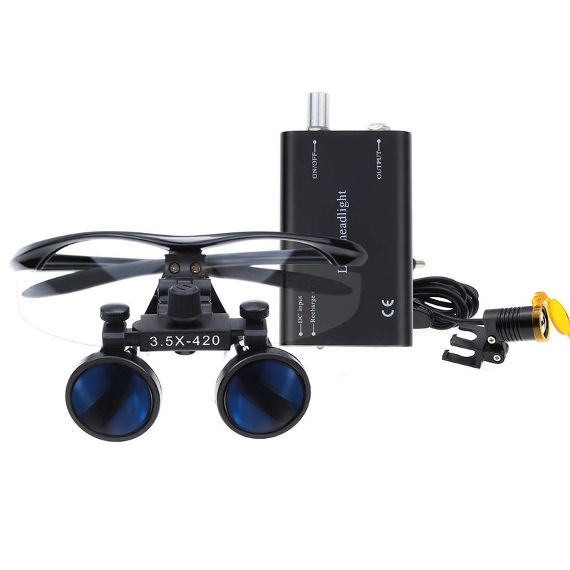 EAST Brand Black Color 3.5x420mm Medical Binocular Loupes with Aluminum Box+W LED Insert Type Headlight with Filter Insert Type - Image 5