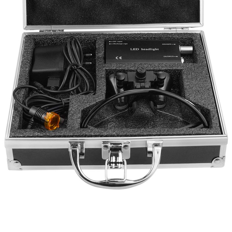 EAST Brand Black Color 3.5x420mm Medical Binocular Loupes with Aluminum Box+W LED Insert Type Headlight with Filter Insert Type - Image 3