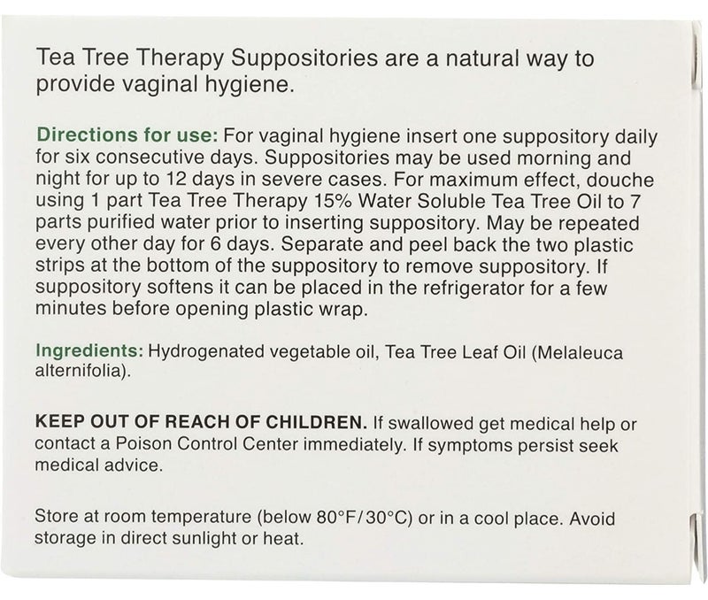 تي تري ثيرابي Tea Tree Therapy Suppository with Tea Tree Oil for Vaginal Hygiene - Image 2