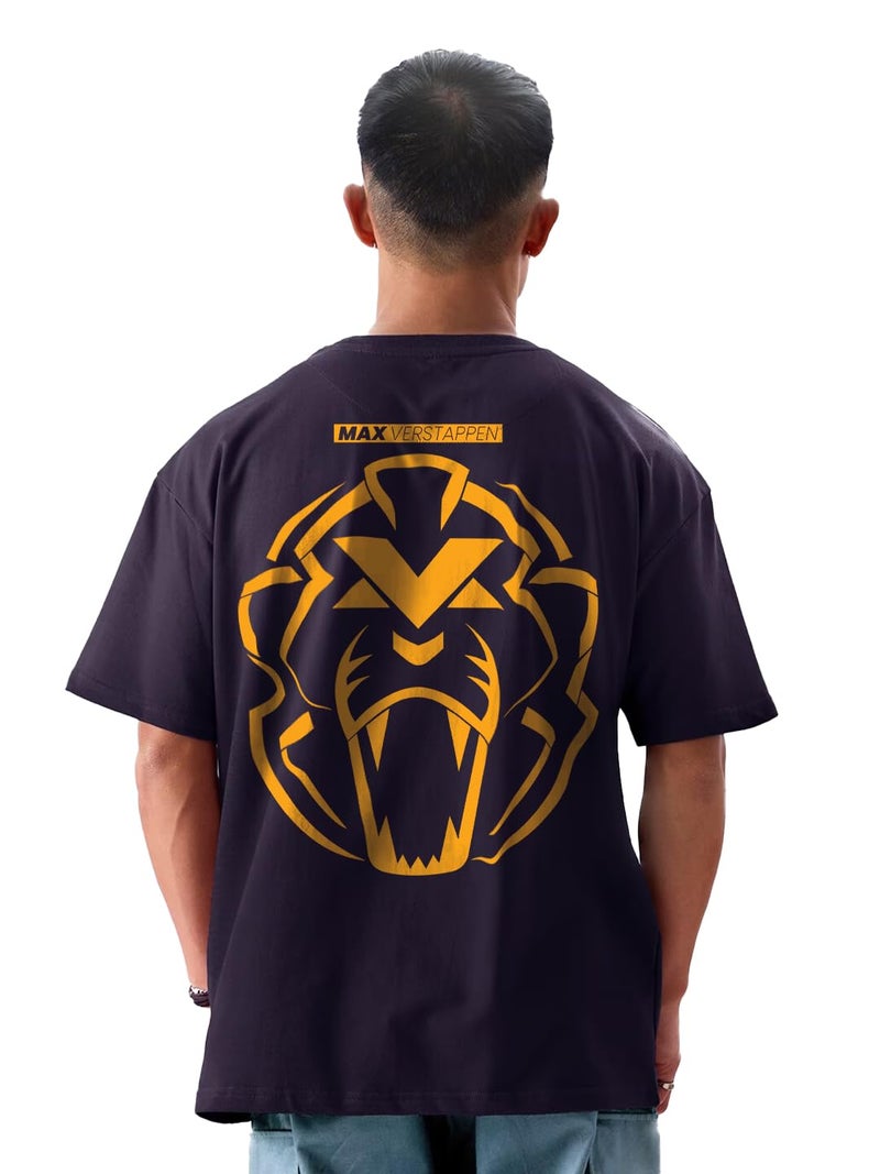crazymonk Max Verstappen Mens Oversized Fit Half Sleeve Graphic Printed Cotton T-Shirt T-Shirt - Navy Blue, M - Image 1