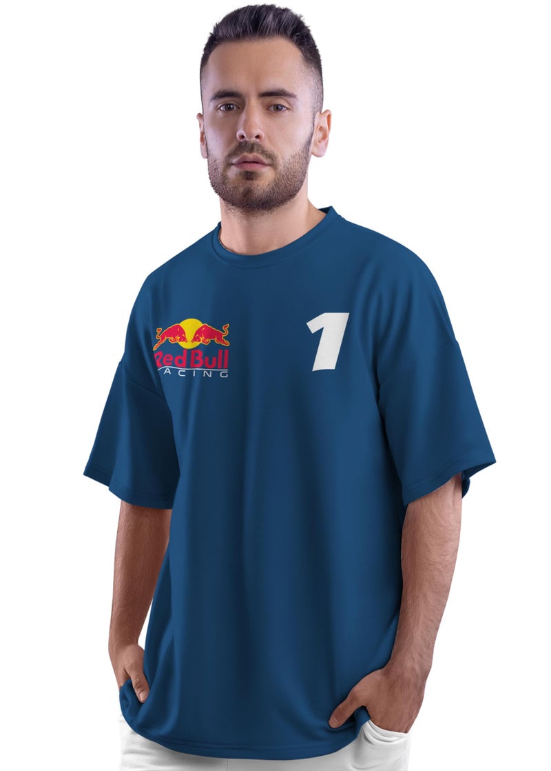 crazymonk Max Verstappen Mens Oversized Fit Half Sleeve Graphic Printed Cotton T-Shirt T-Shirt - Navy Blue, M - Image 4