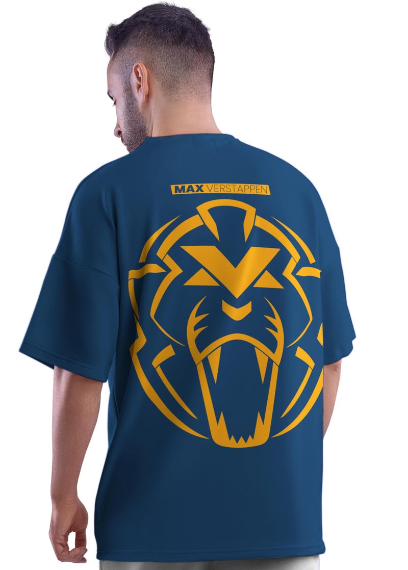 crazymonk Max Verstappen Mens Oversized Fit Half Sleeve Graphic Printed Cotton T-Shirt T-Shirt - Navy Blue, M - Image 3