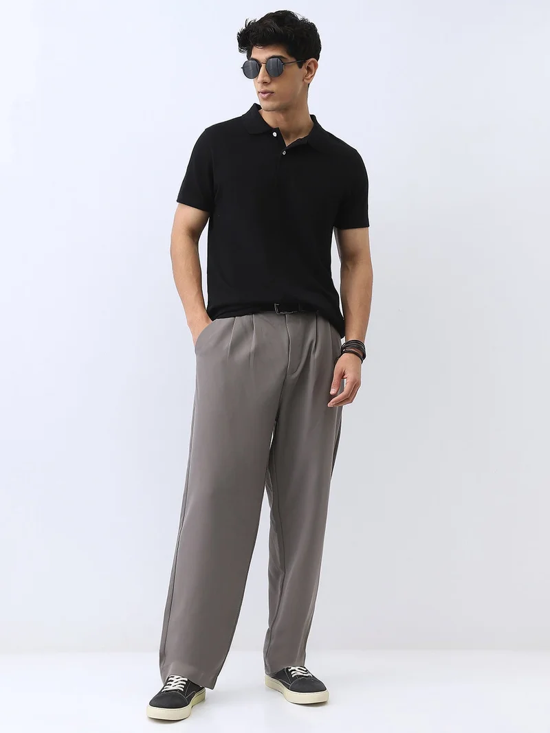 Urbano Fashion  Urbano Fashion Men's Black Solid Regular Fit Half Sleeve Cotton Polo T-Shirt  | Best Price UAE