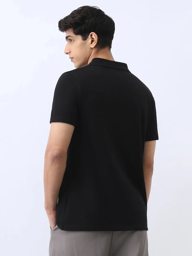 Urbano Fashion  Urbano Fashion Men's Black Solid Regular Fit Half Sleeve Cotton Polo T-Shirt  | Best Price UAE