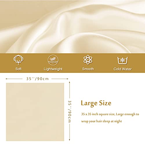 vimate Silk Satin Scarf, 35'' Square Cream Silk Feeling Scarf Silky Scarves for Hair Wrapping.(Style-33) - Image 2