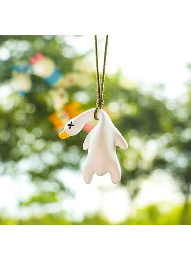 Generic Car Pendant, Car Mirror Hanging Accessories Creative Cartoon Crooked Neck Roast Duck On Swing, Car Decoration Gift  - Image 1