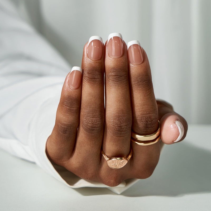 BTArtboxnails French Gel Nail Tips - XCOATTIPS Brown Extra Short Square French Tip Press on Nails Pre-applied Tip Primer & Base Coat, No Need to File Fake Nails Nail Art DIY - Image 2