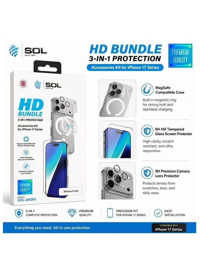 SOL HD Bundle 3-In-1 Protection Accessories Kit for Iphone 17 Air - Image 2