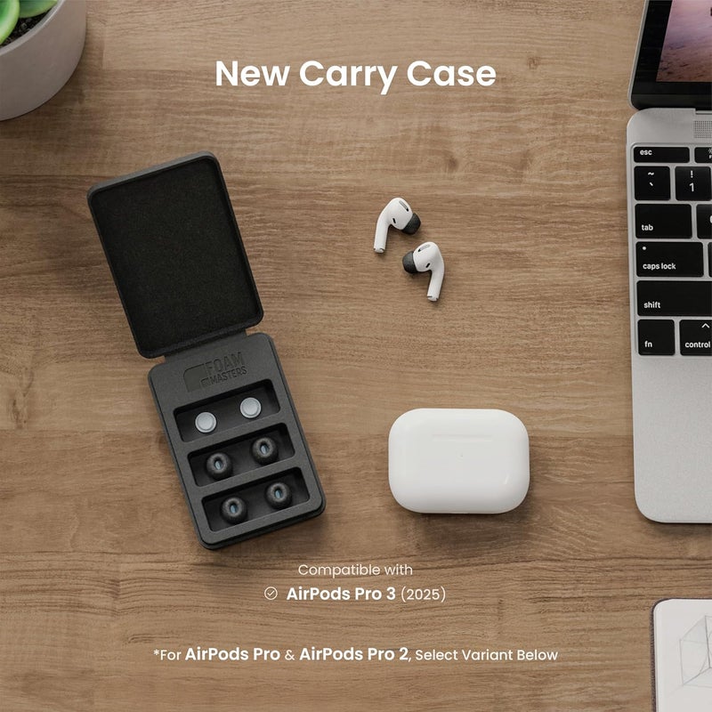 AutoLine Pro أطراف أذن فوم ماسترز فائقة الجودة من رغوة الذاكرة لـ AirPods Pro الجيل الثالث فقط | 3 أزواج | إصدار جديد | تثبيت آمن | راحة فائقة | عزل صوت أفضل | أطراف بديلة، أسود - متوسط - Image 3