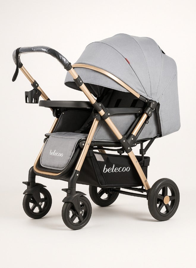 بيليكو عربة أطفال Belecoo عالية الجودة - قابلة للطي بيد واحدة، مع مساحة تخزين كبيرة ونافذة لمراقبة الطفل، مناسبة للسفر اليومي - Image 1