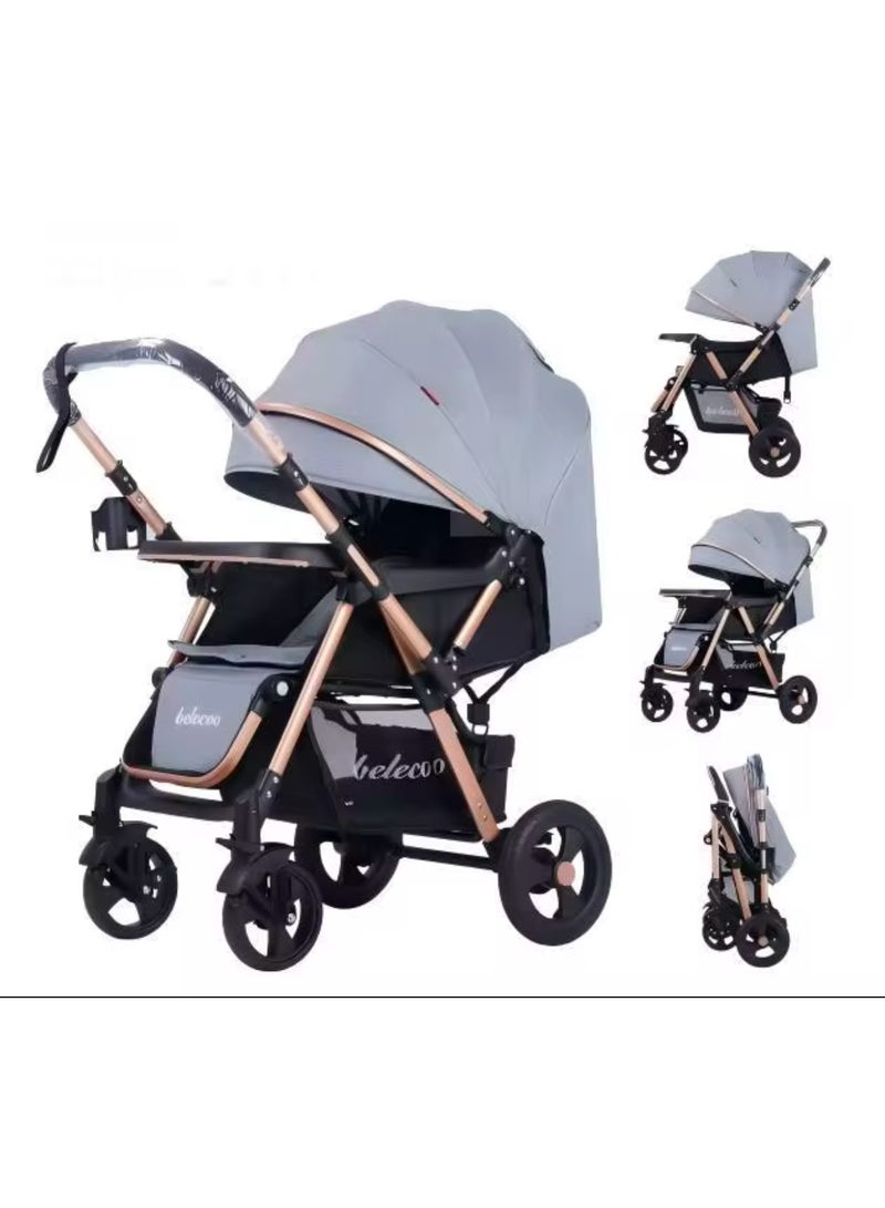 بيليكو عربة أطفال Belecoo عالية الجودة - قابلة للطي بيد واحدة، مع مساحة تخزين كبيرة ونافذة لمراقبة الطفل، مناسبة للسفر اليومي - Image 2
