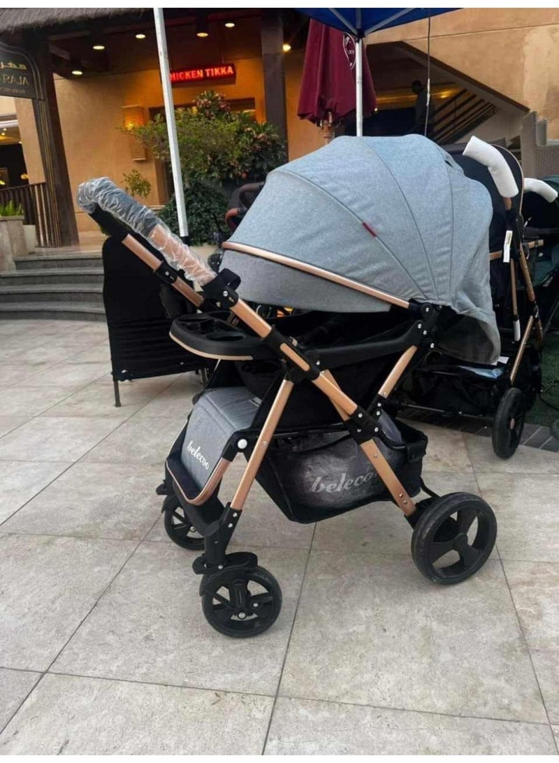 بيليكو عربة أطفال Belecoo عالية الجودة - قابلة للطي بيد واحدة، مع مساحة تخزين كبيرة ونافذة لمراقبة الطفل، مناسبة للسفر اليومي - Image 4