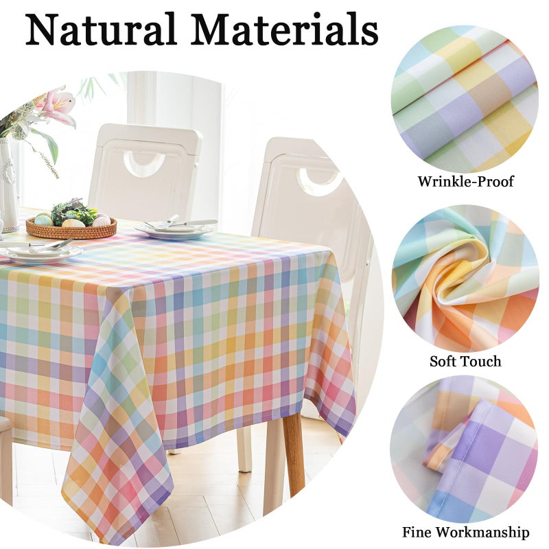 Joyfol Day Spring Easter Checkered Tablecloth, Waterproof Colorful Buffalo Plaid Table Cloths, Washable Square Table Cover for Kitchen Party Dinner Tabletop Decoration (54 X 54 Inch) - Image 4