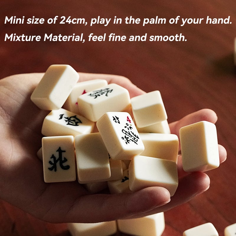 Drizzle 24Mm Travel Mahjong Game Set Mini Panda - 0.9"" Portable 144 Tiles - 4Pcs Racks Melamine Material Mah-Jong Family Leisure Time 2.76 Pounds - ???? - Image 2