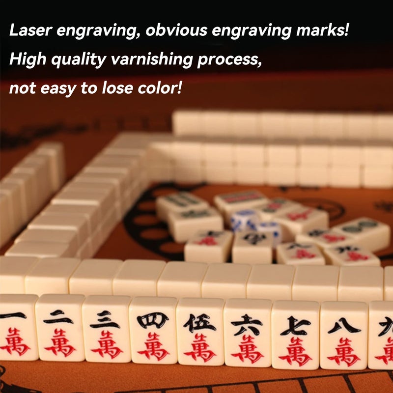 Drizzle 24Mm Travel Mahjong Game Set Mini Panda - 0.9"" Portable 144 Tiles - 4Pcs Racks Melamine Material Mah-Jong Family Leisure Time 2.76 Pounds - ???? - Image 5