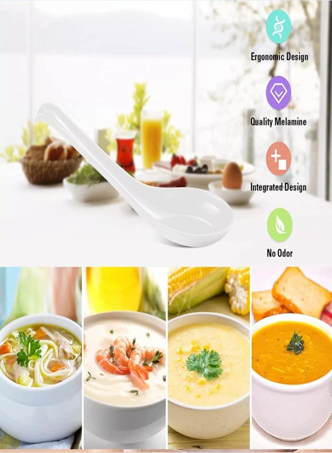 كوميكفس ملاعق شوربة آسيوية من كوميكفس، 8 قطع، ملاعق شوربة يابانية كبيرة، ملعقة شوربة نودلز سوبا، ملعقة شوربة نودلز فو رامين، ملعقة شوربة ونتون صينية، تصميم خطافي (أبيض) - Image 4