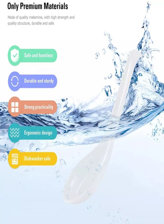 كوميكفس ملاعق شوربة آسيوية من كوميكفس، 8 قطع، ملاعق شوربة يابانية كبيرة، ملعقة شوربة نودلز سوبا، ملعقة شوربة نودلز فو رامين، ملعقة شوربة ونتون صينية، تصميم خطافي (أبيض) - Image 3