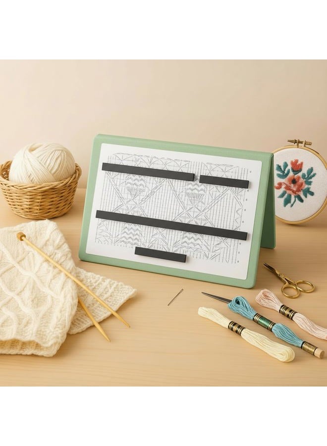 Flutesan 1 Pcs Knitting Pattern Holder Fold up Cross Stitch Knitting Chart Keeper with 4 Pcs Replacement Magnets Magnetic Cross Stitch Accessories and Supplies for Crochet, 13.2 x 9 Inch, Sage Green - Image 3