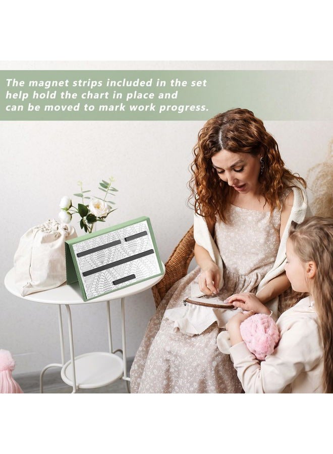 Flutesan 1 Pcs Knitting Pattern Holder Fold up Cross Stitch Knitting Chart Keeper with 4 Pcs Replacement Magnets Magnetic Cross Stitch Accessories and Supplies for Crochet, 13.2 x 9 Inch, Sage Green - Image 5