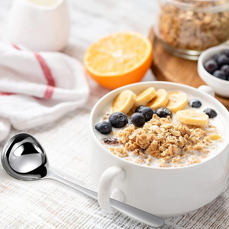 Comicfs 4 عبوة ملعقة صغيرة ملعقة صلصة من الفولاذ المقاوم للصدأ SUS 304 ملعقات تقديم صغيرة ملعقة مرق ملعقة شوربة 8 بوصة (فضي) - Image 5