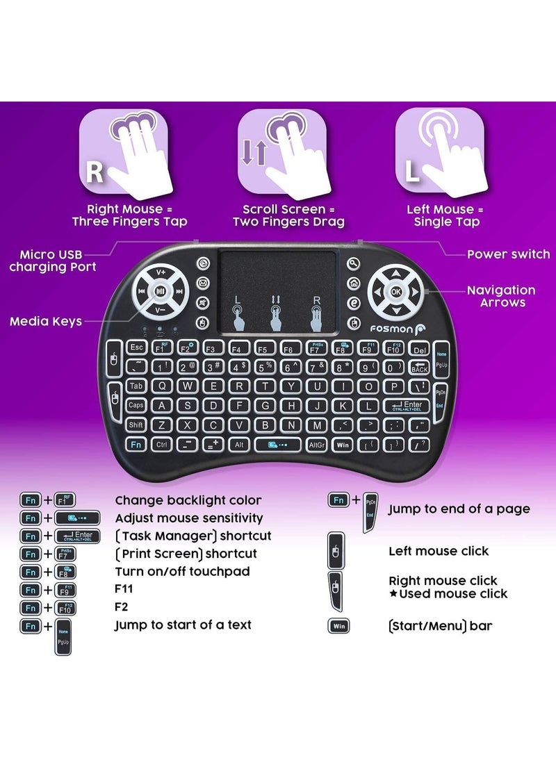 Mini Wireless 2.4G Keyboard with Touchpad and RGB Backlit, Rechargeable Smart Remote Control for Smart TV, Android Devices, PC, Gaming and Multimedia Control - Image 5