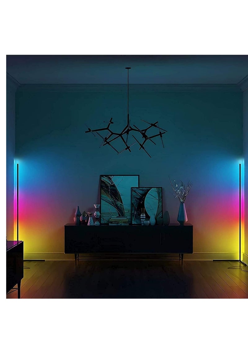 ELTRAZONE Smart RGB Floor Lamp, LED Corner Floor Lamp for Ambient Background Light, Modern Corner Lamp Color Change and Dimmable, Black with UK Plug, Perfect for Living Rooms and Bedrooms - Image 4