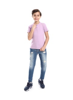 Andora Henely Neck Basic Tshirt Casual Look For Boy _ Purple  - Image 1