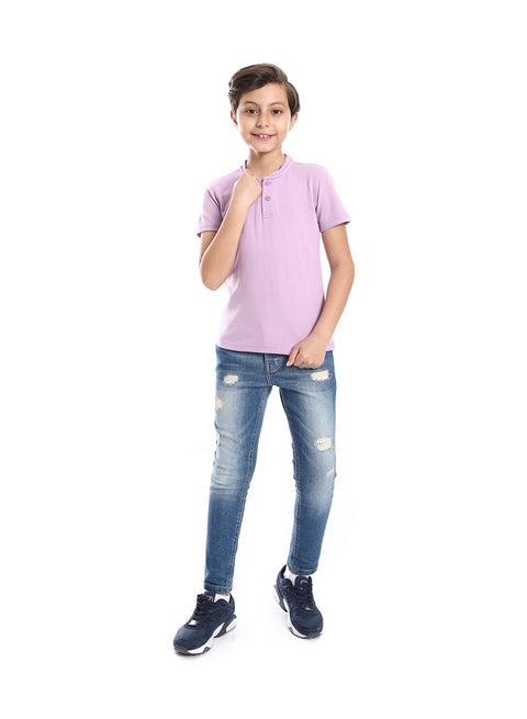 Henely Neck Basic Tshirt Casual Look For Boy _ Purple